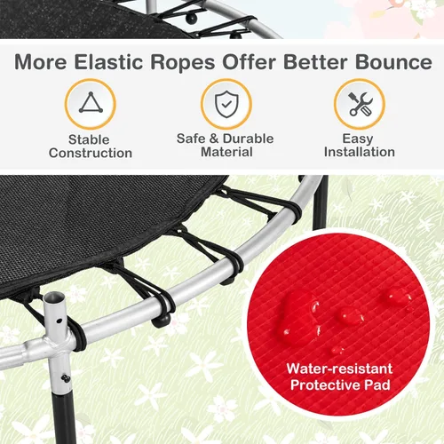 Miniatura 2 de GYMAX Trampolín de 55 pulgadas para niños, trampolín aprobado por ASTM con red de seguridad completa y cremallera lateral doble, mini trampolín