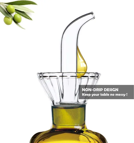 Miniatura 4 de Botella dispensadora de aceite de oliva sin goteo de 16 oz/16.2 fl oz, jarra de jarra de aceite de vidrio 100% para aceite de cocina y vinagre