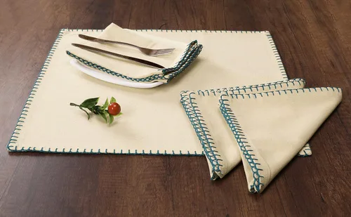 Miniatura 2 de Native Fab Servilletas decorativas de tela bordada 100% algodón, juego de 4 unidades, suaves, absorbentes, lavables, servilletas de mesa