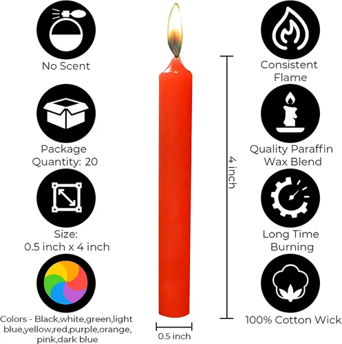Miniatura 3 de Dinil 20 velas de hechizo/timbre de colores surtidos – Mini velas cónicas prémium para rituales, oración, cumpleaños, meditación, altar, hechizos