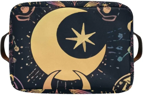 Miniatura 9 de Cesta de almacenamiento, astrología mística, símbolo oculto alrededor de la luna, lona duradera, plegable, caja de juguetes, contenedor organizador