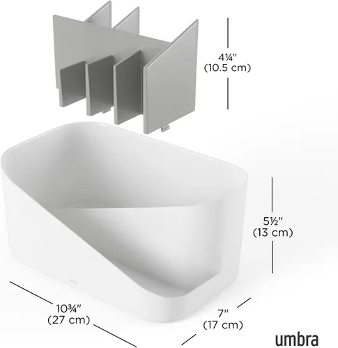 Miniatura 3 de Umbra Glam Organizador de cosméticos, contenedor de almacenamiento versátil con inserto extraíble para baño, oficina y más, color blanco