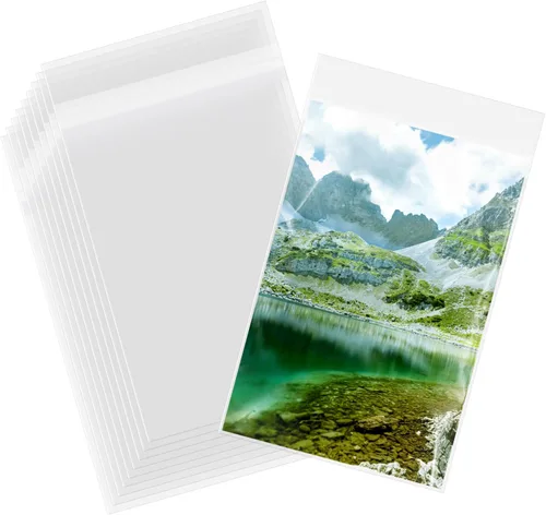 AUEAR, Fundas de plástico transparente de 4 x 6 pulgadas (paquete de 100) – Bolsas resellables de cristal sin ácido de 1.6 mil, aptas para