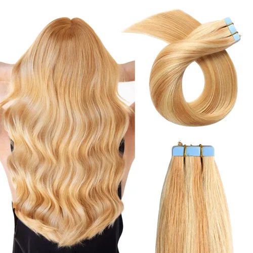 Miniatura 29 de YILITE Extensiones de cabello adhesivas de color rojo, 18 pulgadas, 50 g, 20 unidades, #99J, 100% cabello humano Remy, trama de piel sin costuras