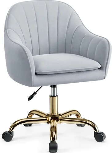 Miniatura 9 de Silla de tocador con ruedas, cómodas sillas de escritorio de oficina en casa, sillas de tocador de terciopelo modernas ajustables para dormitorio