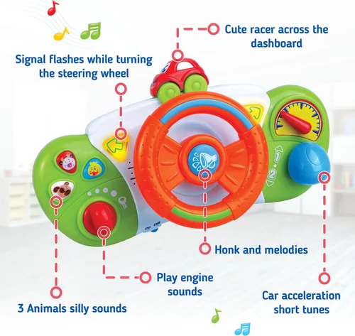 Miniatura 2 de HAP-P-KID My First Baby Stroller Toy - Volante de conducción para niños, asiento de automóvil, juguetes educativos para conductor, tablero