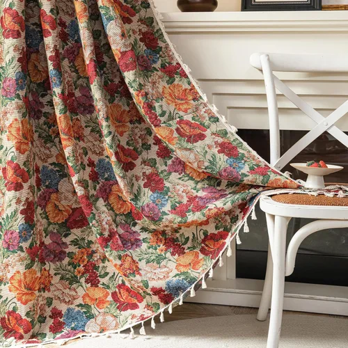 Miniatura 11 de ENJOYBRIDAL - 2 paneles de cortinas, florales, estilo bohemio, de granja, rústico o clásico, semitraslúcidas, con bolsillo para cortinero y borlas