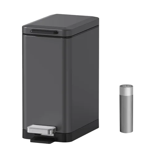 Miniatura 8 de Mbillion Cubo de basura para baño con tapa - Cubo de basura delgado de acero inoxidable con pedal - Papelera de metal - Cubo de basura rectangular