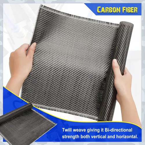 Miniatura 4 de Tudomro Tela de fibra de carbono de 10 x 12 pulgadas, hoja de fibra de carbono negra, tela pura de 2 x 2 pulgadas, tejido de sarga 3k/7.76 oz