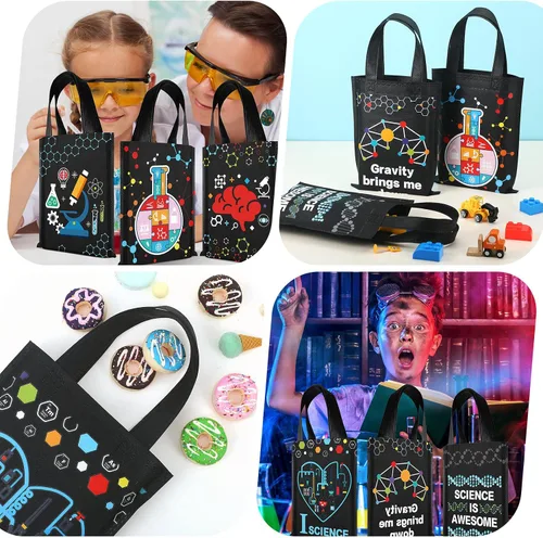 Miniatura 5 de Ferraycle 24 bolsas de recuerdos de fiesta de ciencia, decoraciones de fiesta para el último día de grado, libros, artículos de papelería, bolsa