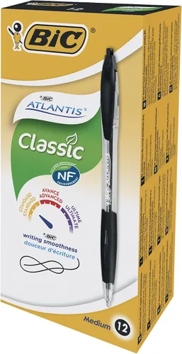 Miniatura 8 de BIC Atlantis Clic - Bolígrafo (0.039 in, 12 unidades), color negro