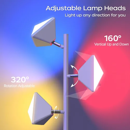 Miniatura 6 de RGBCW - Lámpara de pie LED de árbol que cambia de color de 36 W, lámpara de pie alta regulable sin escalones con control remoto y táctil, lámparas