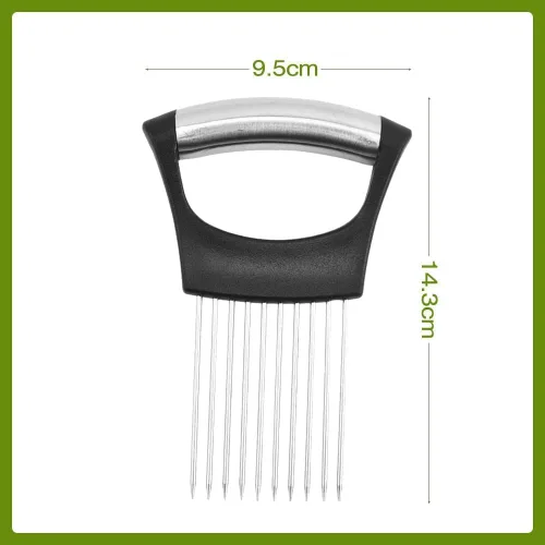 Miniatura 2 de Soporte de cebolla de acero inoxidable, nuevo soporte de cebolla para rebanar, cortador de limón para verduras, herramienta de asistencia para 3