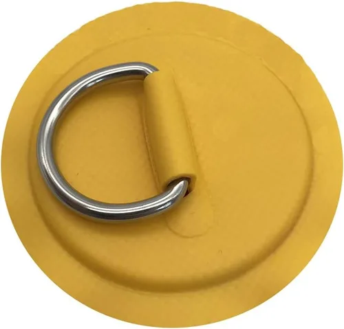 Miniatura 2 de 6 piezas de acero inoxidable D anillos parche para PVC inflable barco canoa balsa bote bote kayak tabla de surf tabla de remo Amarillo