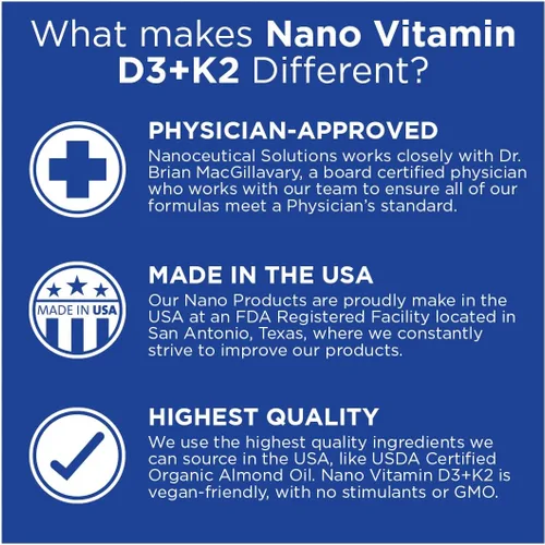 Miniatura 3 de Nanoceutical Solutions Nano Vitamina D3+K2 Partículas líquidas nanosizadas Absorción rápida Formulación potente de 5000 UI – 1 onza Sin OMG