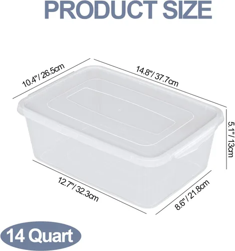 Miniatura 3 de Ramddy Paquete de 4 cajas transparentes de 14 cuartos de galón, contenedor de almacenamiento de plástico con tapa