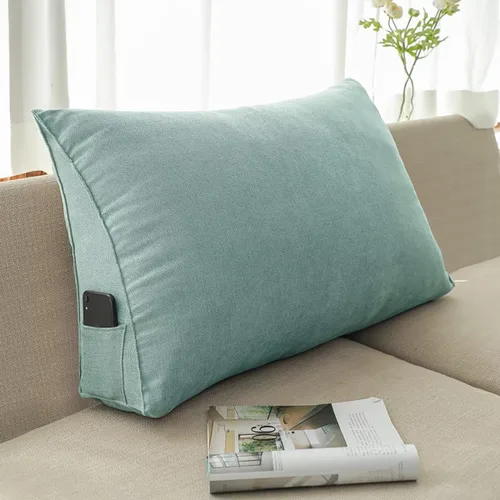 Miniatura 14 de Almohada triangular de cuña negra y gris para sentarse en la cama, cojín de cuña para respaldo, soporte lumbar de espalda, almohada tapizada