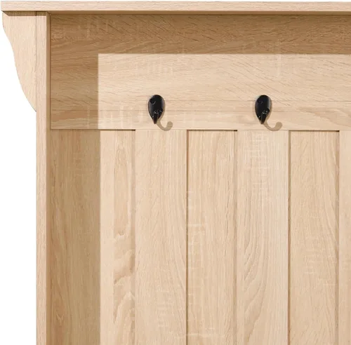 Miniatura 6 de Flash Furniture Árbol de pasillo de cachemira con banco de almacenamiento, almacenamiento inferior ajustable, tablero decorativo con 3 ganchos