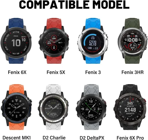 Miniatura 5 de Compatible con Garmin Fenix 7X Band 1.024 in de ancho, correas de reloj suaves de repuesto para Fenix 7X/Fenix 6X/Fenix 6X Pro/Fenix 5X/Fenix 5X
