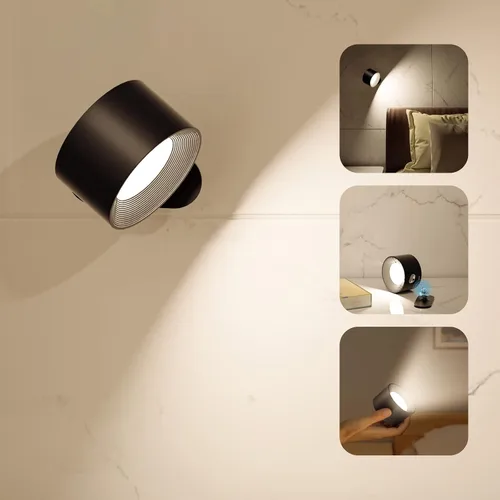Miniatura 10 de Deyagoo 2PACK Lámpara de pared LED con control remoto - Lámpara de pared recargable, 3 colores y 3 niveles de brillo, cabezal giratorio magnético