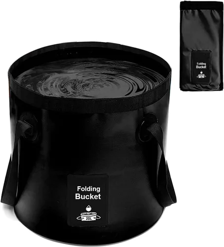 Cubo plegable con asa, contenedor de agua plegable ligero, cubo plegable portátil para pesca, camping, senderismo, mochileros, supervivencia al aire