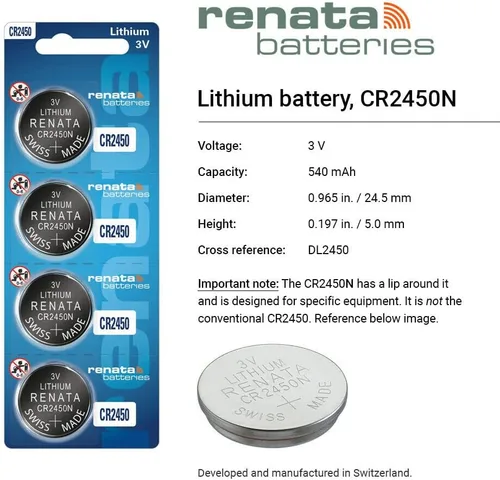 Miniatura 2 de Renata CR2450N Baterías - Batería de litio de 3 V 2450 (2 unidades)