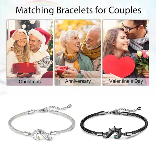 Miniatura 6 de Pulseras para parejas para él y ella pulseras personalizadas a juego para parejas novio y novia cumpleaños aniversario Navidad dulce relación