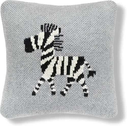 C&F Home Almohada de punto de cebra de 10 x 10 pulgadas, decoración decorativa para sofá o cama, 10 x 10 pulgadas, color gris