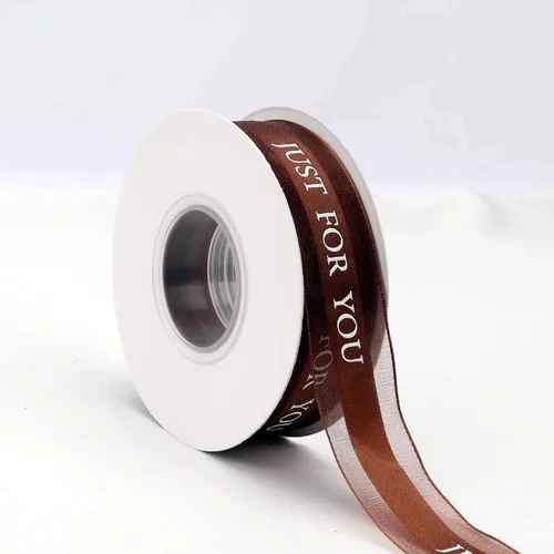 Miniatura 2 de Cinta de gasa marrón de 1 pulgada, cinta Just for You para fiestas de vacaciones, decoraciones de boda, envoltura de regalo de 22 yardas para Marrón