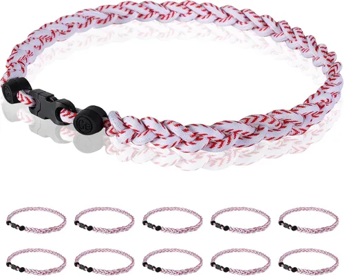 Miniatura 25 de Paquete de 12 Collares de Béisbol de 18 Pulgadas, Regalo de Equipo para Fanáticos de Béisbol, Diseño de Cuerda Tornado de Titanio Triple Trenzado