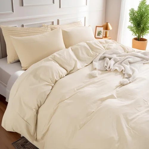 Miniatura 4 de NEXHOME PRO Funda de edredón Twin XL 100% algodón lavado, transpirable, duradera, texturizada, similar al lino, juego de ropa de cama para el hogar