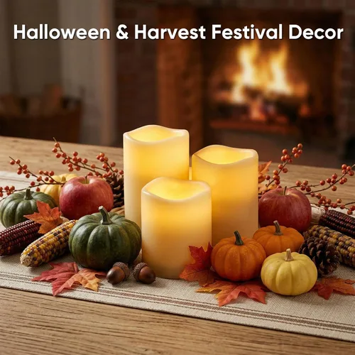 Miniatura 8 de Amagic Velas sin llama impermeables de 3" x 6" para exteriores, velas que funcionan con pilas con control remoto y temporizador, vela de pilar LED