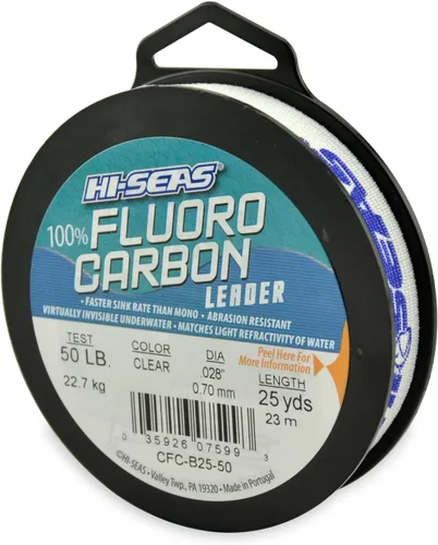 Miniatura 18 de HI-SEAS Líder de línea de pesca 100% fluorocarbono, líder invisible transparente, indetectable para peces, hundimiento rápido, 6 libras a 400 libras