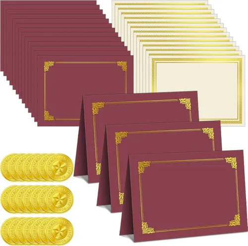 Miniatura 8 de Epakh El kit de certificado de 72 piezas incluye 24 titulares de certificados y 24 papeles, 24 calcomanías de sellos de premio, cubiertas de Azul