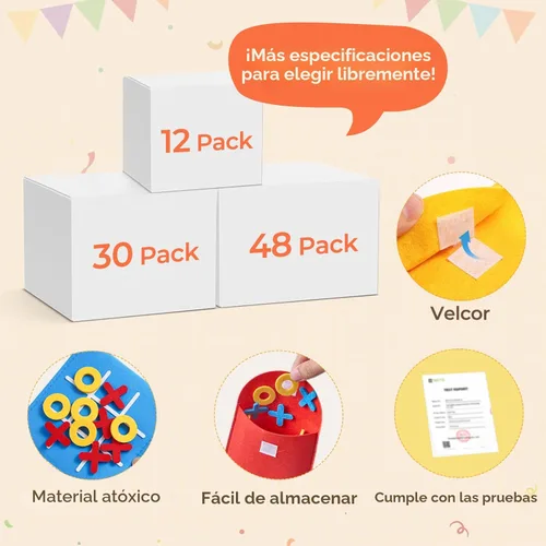 Miniatura 7 de JoyCat Tic Tac Toe Mini Juego de Mesa Juguete para Niños y Familia, Recuerdos de Fiesta de Cumpleaños, Bolsa de Golosinas, Divertida Actividad