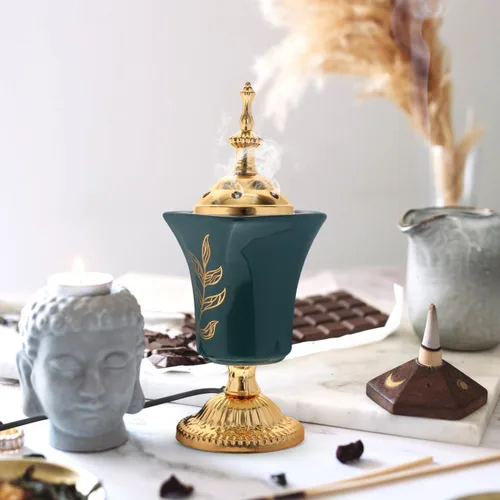 Miniatura 4 de Garneck Quemador eléctrico de incienso estufa de incienso aroma, decoración de Oriente Medio, incensario decorativo para el hogar