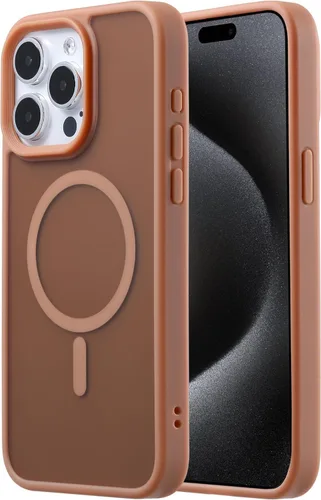 Miniatura 42 de Tigowos - Funda magnética para iPhone 15, resistente a las caídas, sensación de piel mate, a prueba de golpes, delgada, negro mate