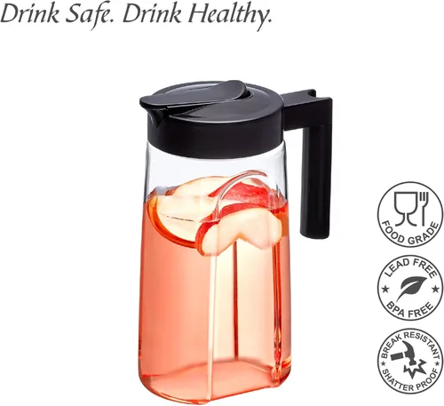 Miniatura 3 de Amazing Abby - Slim Mini - Jarra Tritan (48 oz), jarra de agua de plástico irrompible con tapa, sin BPA, resistente al calor, apta