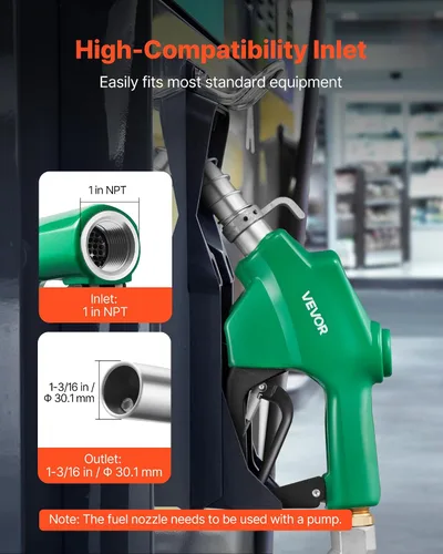 Miniatura 2 de VEVOR - Boquilla de combustible automática de 1 pulgada NPT, tasa de flujo máxima de 21.6 GPM, boquilla de bomba de gasolina diesel con apagado