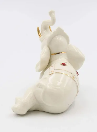 Miniatura 3 de Cosmos Gifts Figura fina y elegante de porcelana de jade con detalles dorados, 5-1/4 pulgadas de largo