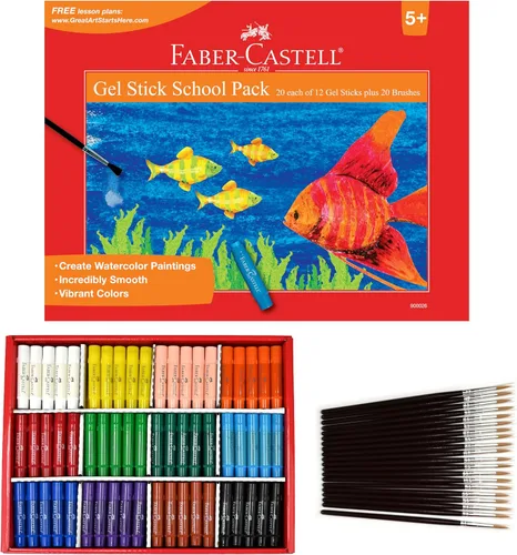 Miniatura 7 de Faber-Castell Palitos de gel - 12 crayones de acuarela retorcidos para niños con pincel - Acuarelas para niños