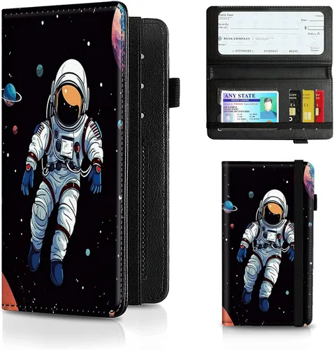 Miniatura 140 de Funda para chequera para hombres y mujeres, cartera de cuero RFID con ranuras para tarjetas de crédito, soporte de cheques duplicados personales