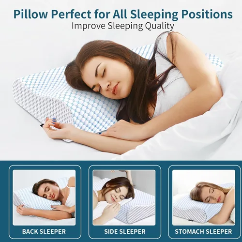 Miniatura 6 de Almohada de espuma viscoelástica para cama para dormir, almohada ortopédica cervical de contorno de cuello ergonómica para personas que duermen