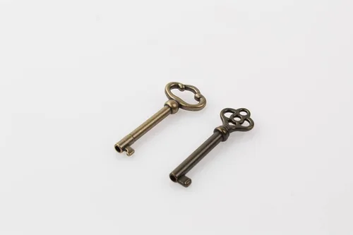 Llave de esqueleto genérica KY-2AB y KY-3AB latón antiguo chapado en latón hueco llaves antiguas para armarios, puertas, armarios, etc