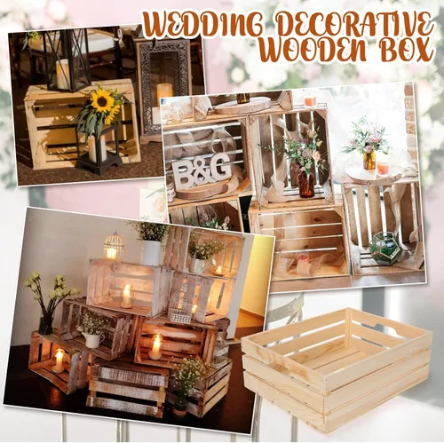 Miniatura 5 de Soaoo 5 cajas decorativas de madera para anidar para exhibición de almacenamiento, 5 tamaños, cajas de almacenamiento decorativas de madera rústica
