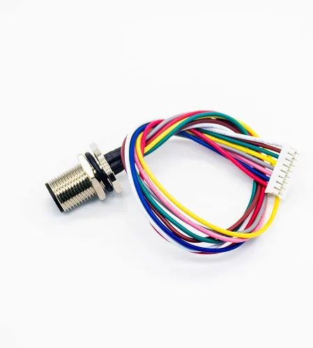 Miniatura 2 de Elecbee Código masculino del conector A del soporte del panel de M12 8Pin con los alambres terminales los 30CM AWG24 para la señal y el escudo