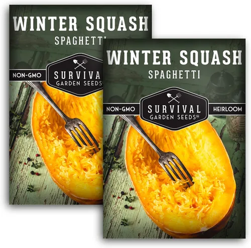Miniatura 10 de Survival Garden Seeds - Semillas de calabaza espagueti para plantar - Paquete con instrucciones para plantar y cultivar calabazas de invierno