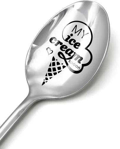 Funny My Ice Cream Spoon - Cuchara de acero inoxidable grabada, para amantes de los helados, cuchara para hacer helados, regalos para mujeres,