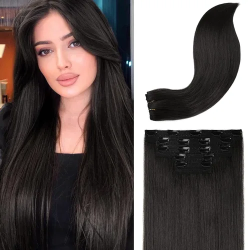 Miniatura 21 de REECHO Extensiones de cabello con pinzas, extensiones de cabello grueso y largo, extensiones de cabello sintético ligero para mujer, 24 pulgadas a
