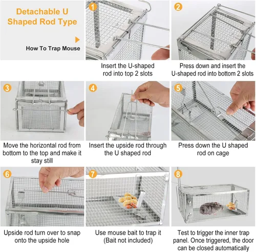 Miniatura 7 de Trampas humanas para ratas, captura y liberación en vivo para interiores y exteriores, jaula de roedores para ardillas, ratones, ratas pequeñas